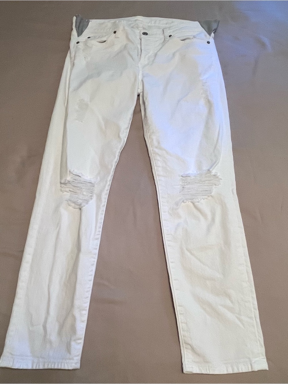 7 For All Mankind Josefina Boyfriend Skinny Maternity Distressed Jeans